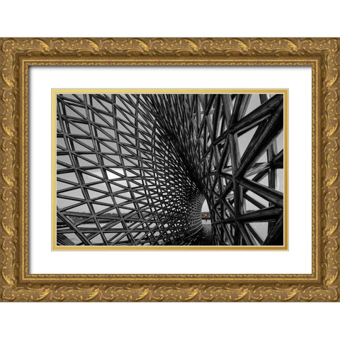 Steel structure building 6 Gold Ornate Wood Framed Art Print with Double Matting by Konglingming