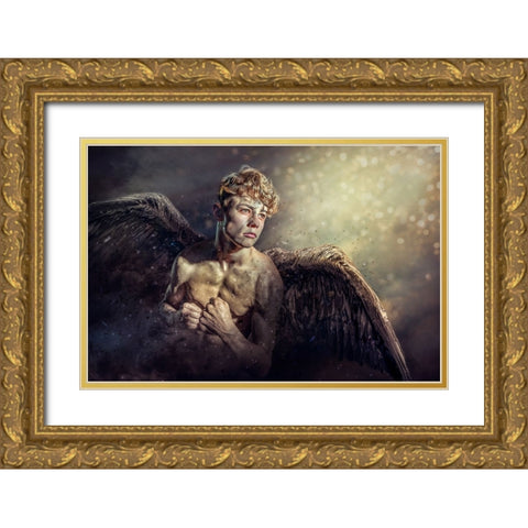 Fallenangel Gold Ornate Wood Framed Art Print with Double Matting by Egger, Marcel