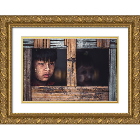 Look Through The Window Gold Ornate Wood Framed Art Print with Double Matting by Tagliarino, Marco