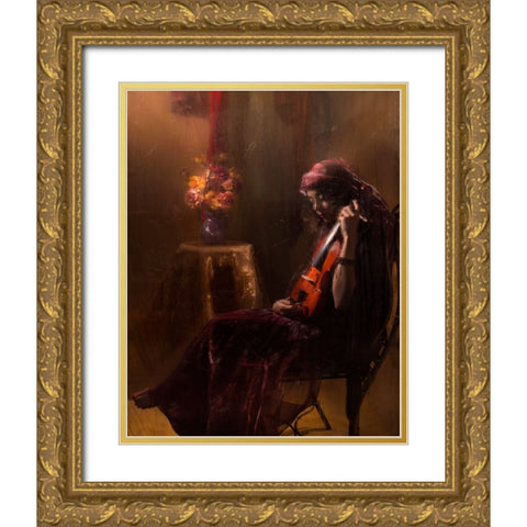 Musician Gold Ornate Wood Framed Art Print with Double Matting by Marjanmashhadi