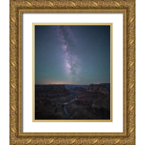 Grand Canyon and Milky Way Gold Ornate Wood Framed Art Print with Double Matting by Wei, Willa