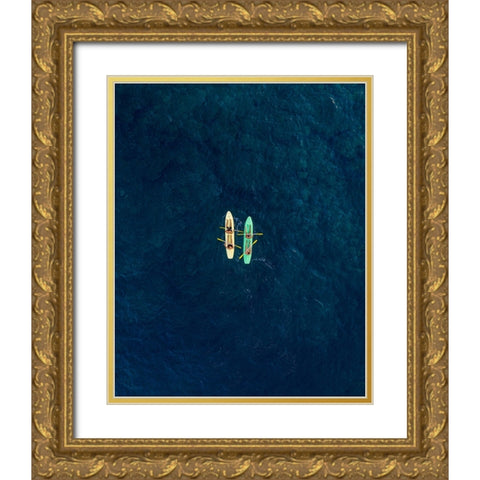 Canoes Gold Ornate Wood Framed Art Print with Double Matting by Ziomek, Witold