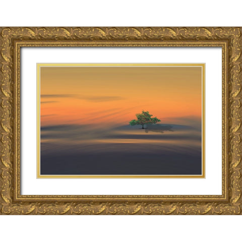 Alone Gold Ornate Wood Framed Art Print with Double Matting by Zielinska, Barbara