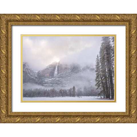 Yosemite Falls Gold Ornate Wood Framed Art Print with Double Matting by Iqbal, Syed