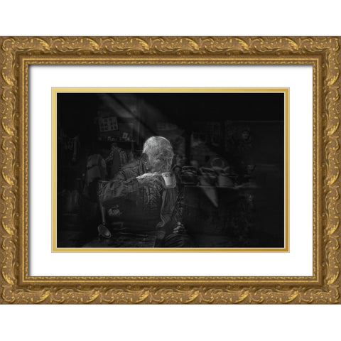Tea Time Gold Ornate Wood Framed Art Print with Double Matting by Zeng, Jiahong