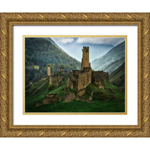 Tsori Towers Of Ingushetia 2 Gold Ornate Wood Framed Art Print with Double Matting by A. Godovikov, Ivan