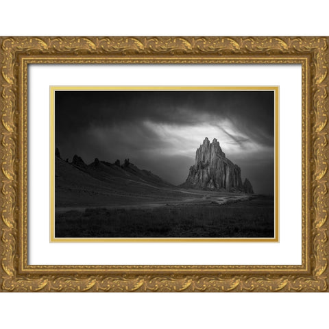 Ship Rock Gold Ornate Wood Framed Art Print with Double Matting by Ji, Shirley