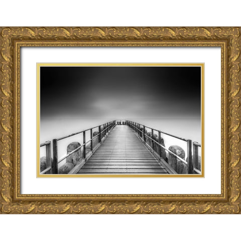 West-Kapelle Pier Gold Ornate Wood Framed Art Print with Double Matting by Patrick, Boterman
