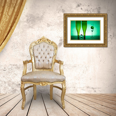 Green Glass 13 Gold Ornate Wood Framed Art Print with Double Matting by Yakubovitch, Azriel