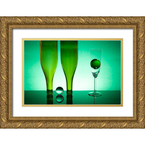 Green Glass 13 Gold Ornate Wood Framed Art Print with Double Matting by Yakubovitch, Azriel