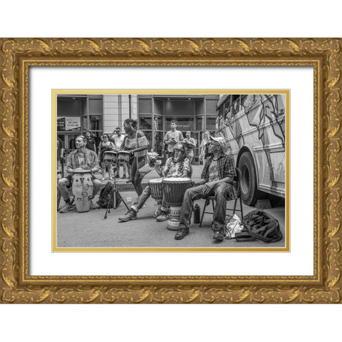 City Drum Line Gold Ornate Wood Framed Art Print with Double Matting by Fischer Hartman, Wendy