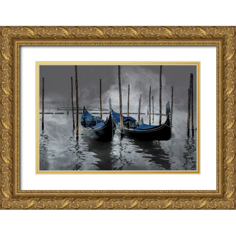 Gondolas Gold Ornate Wood Framed Art Print with Double Matting by Dupont, Isabelle