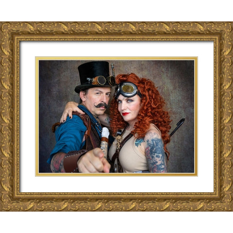 Steampunk Travelers Gold Ornate Wood Framed Art Print with Double Matting by Springgay, Daniel