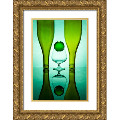 Green Glass #14 Gold Ornate Wood Framed Art Print with Double Matting by Yakubovitch, Azriel