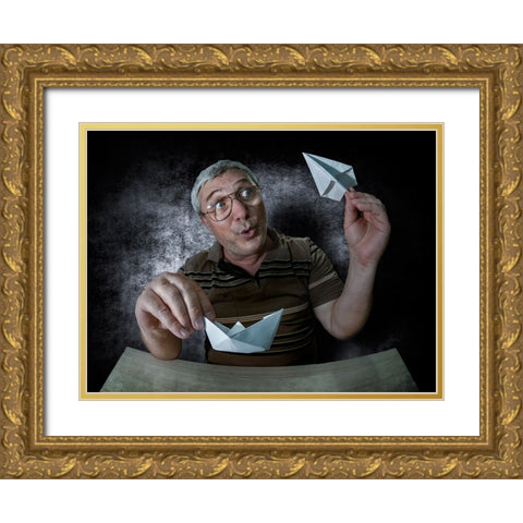 In The Minds Of Children Gold Ornate Wood Framed Art Print with Double Matting by Dan, Udrea