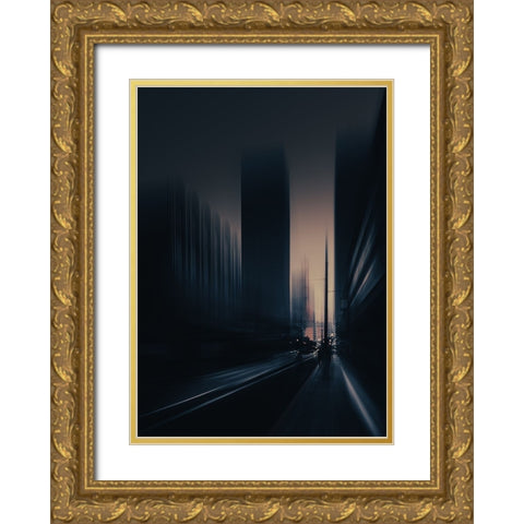 Death Tunnel Gold Ornate Wood Framed Art Print with Double Matting by Baidongyun