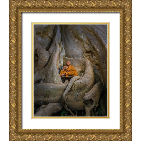 Pray Gold Ornate Wood Framed Art Print with Double Matting by Fifi, Magdalena