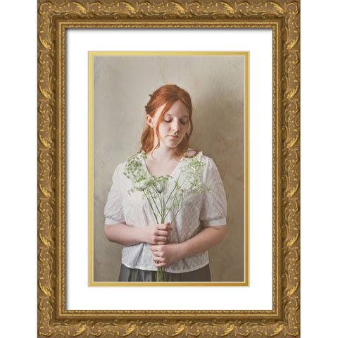 Simply Red Gold Ornate Wood Framed Art Print with Double Matting by Franke, Ruth