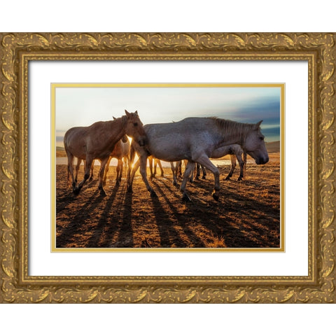 AeÂ™UaeÂ›B Gold Ornate Wood Framed Art Print with Double Matting by Taksing