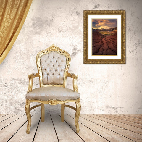 Badlands  Harmony Gold Ornate Wood Framed Art Print with Double Matting by P., Ruiqing