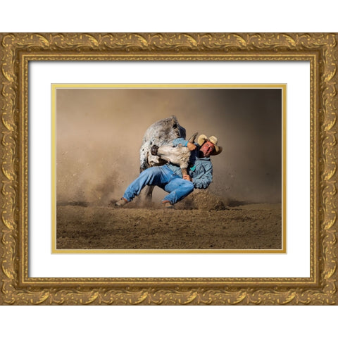 Strength Matching Gold Ornate Wood Framed Art Print with Double Matting by Yu Wu, Irene