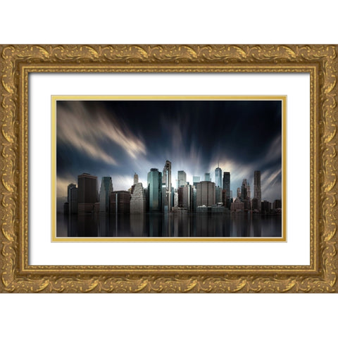 New York City Gold Ornate Wood Framed Art Print with Double Matting by W., Catherine
