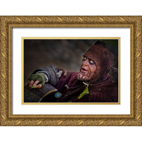 Beggar Gold Ornate Wood Framed Art Print with Double Matting by Chang, Jiangping