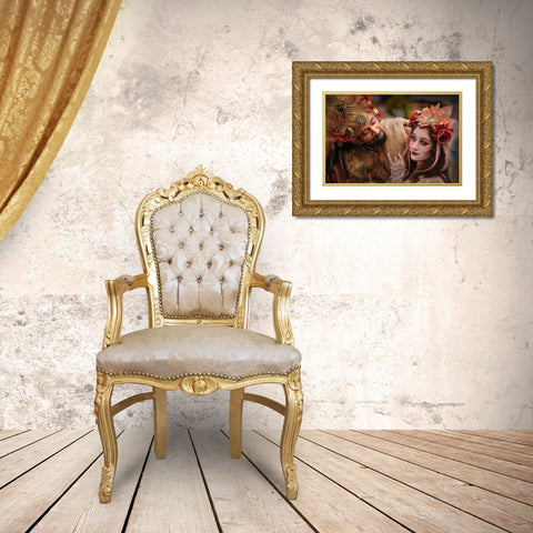 Charming Gold Ornate Wood Framed Art Print with Double Matting by Chang, Jiangping