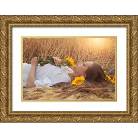 Summer Dreams Gold Ornate Wood Framed Art Print with Double Matting by Bogdan R, Mihai