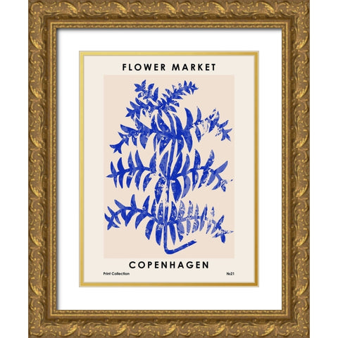 Flower Market. Copenhagen Gold Ornate Wood Framed Art Print with Double Matting by NKTN