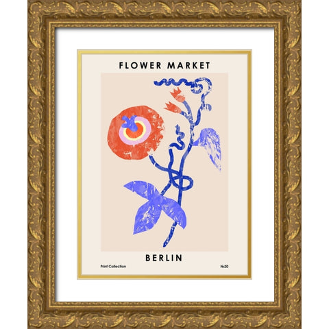 Flower Market. Berlin Gold Ornate Wood Framed Art Print with Double Matting by NKTN