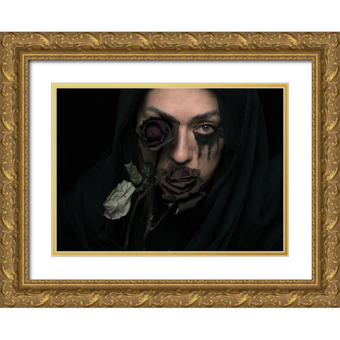 Silence Gold Ornate Wood Framed Art Print with Double Matting by Nour Mohahammadi, Roya