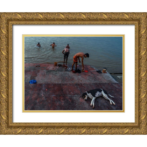 Curve Of Life Gold Ornate Wood Framed Art Print with Double Matting by Biswas, Kuntal