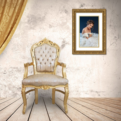Celia Gold Ornate Wood Framed Art Print with Double Matting by Navarro Villanueva, Luis