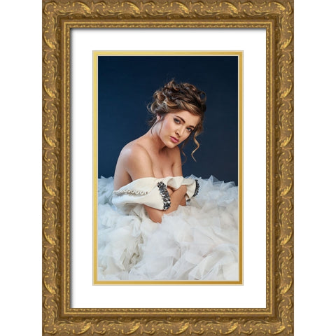 Celia Gold Ornate Wood Framed Art Print with Double Matting by Navarro Villanueva, Luis