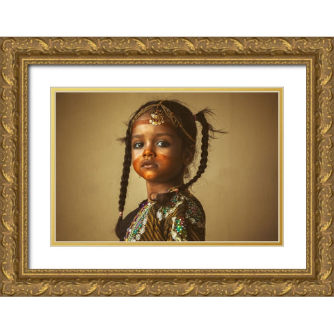 Look At A Girl Gold Ornate Wood Framed Art Print with Double Matting by Al Maashari, Ziyad