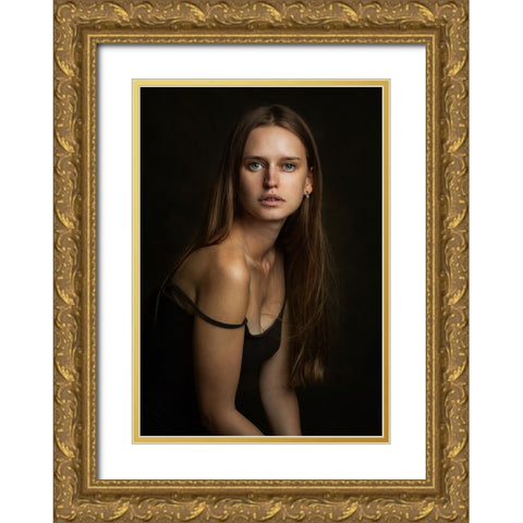 Natasha. Gold Ornate Wood Framed Art Print with Double Matting by Rise, Zachar