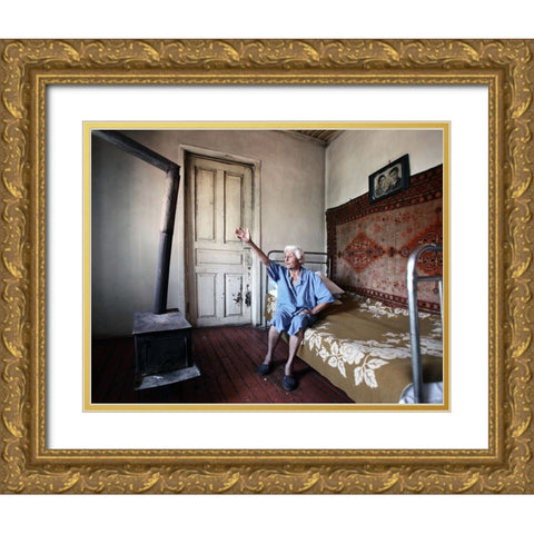 Old Woman From Artsakh - 36 Gold Ornate Wood Framed Art Print with Double Matting by Garik