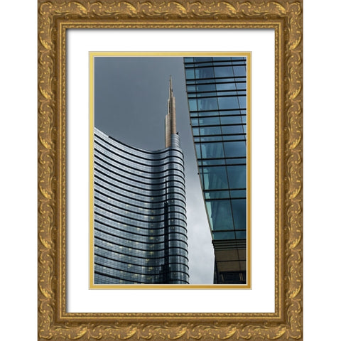 Unicredit Tower Milan Gold Ornate Wood Framed Art Print with Double Matting by Manzoni, Michel