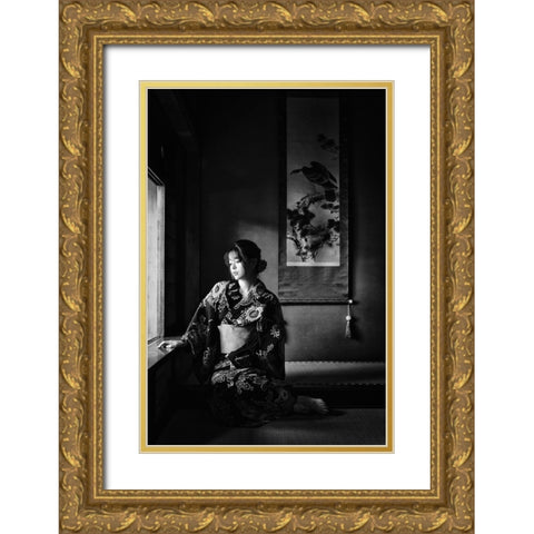 Yuuka Gold Ornate Wood Framed Art Print with Double Matting by Washimi, Masatoshi