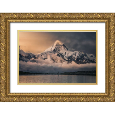 Accept The Baptism Of Holy Mountain Gold Ornate Wood Framed Art Print with Double Matting by Cui, Yuan