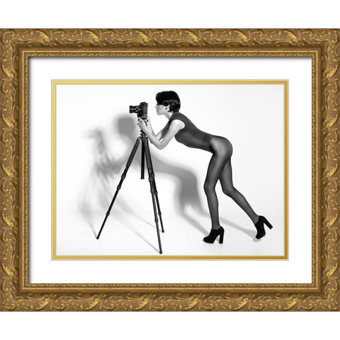 Curious Lady Gold Ornate Wood Framed Art Print with Double Matting by Tejada, Cesar