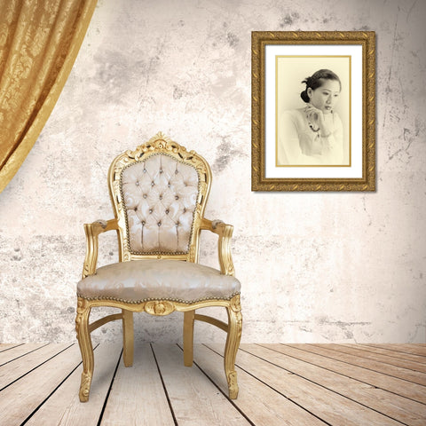 Jo Gold Ornate Wood Framed Art Print with Double Matting by Zhen Yu, James