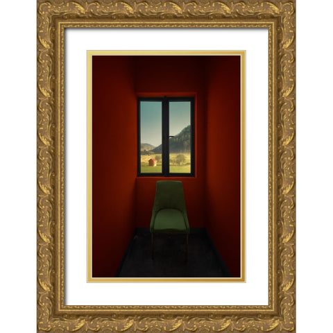 Alone Time Gold Ornate Wood Framed Art Print with Double Matting by Guan, Xiaopeng