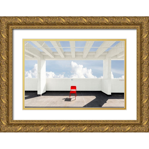 Alone Time Gold Ornate Wood Framed Art Print with Double Matting by Guan, Xiaopeng