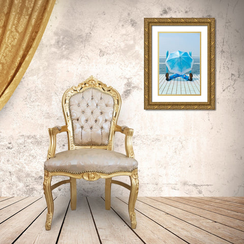 Blue Gold Ornate Wood Framed Art Print with Double Matting by Aoyama, Koichi