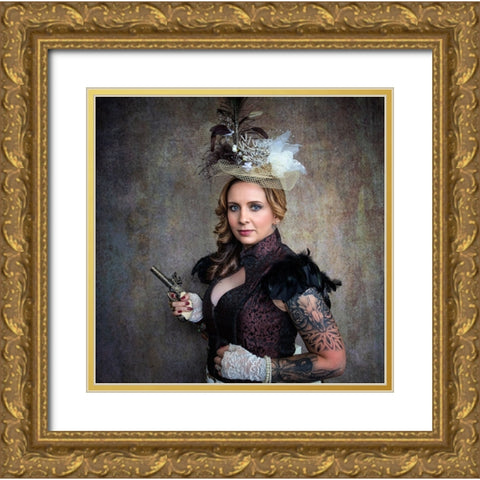 Beware Of The Pretty One Gold Ornate Wood Framed Art Print with Double Matting by Springgay, Daniel