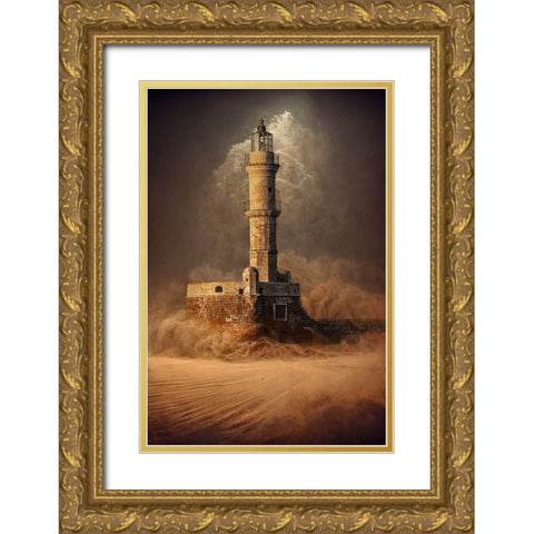 DesertLighthouse Gold Ornate Wood Framed Art Print with Double Matting by Egger, Marcel