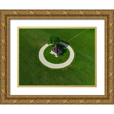 Circle Gold Ornate Wood Framed Art Print with Double Matting by Kravanja, Jure