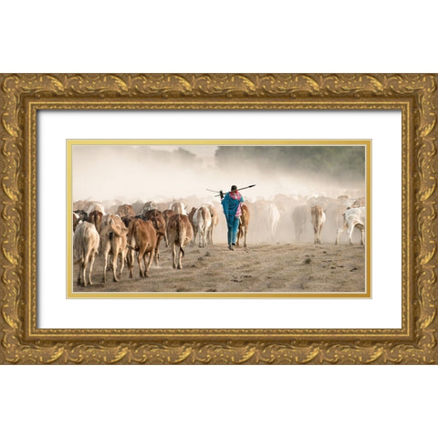 Return Gold Ornate Wood Framed Art Print with Double Matting by Fan, John